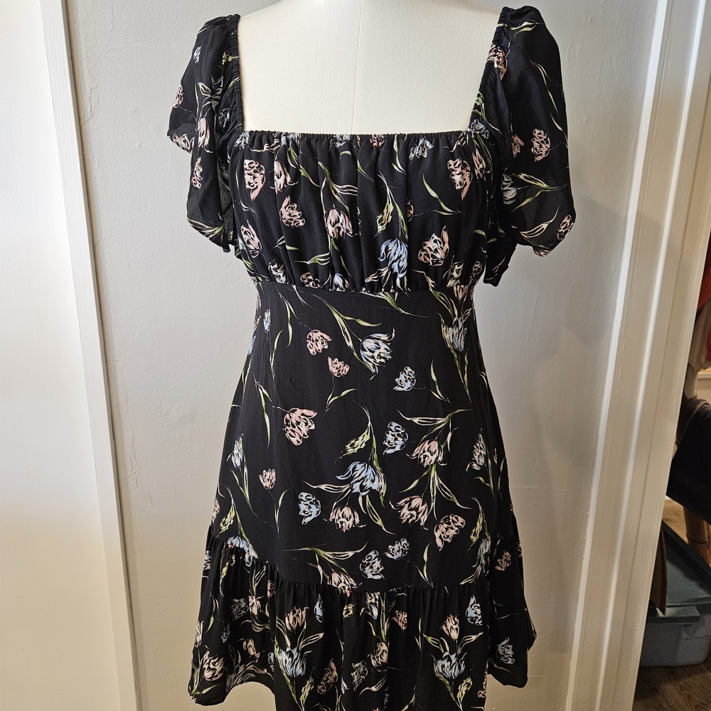 Nicole Miller Black Floral Mini Dress